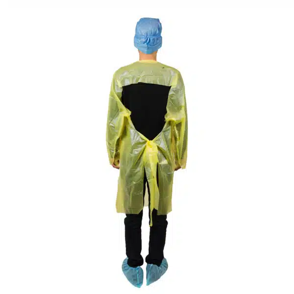 Disposable plastic CPE gown with thumb loops - 画像 (3)