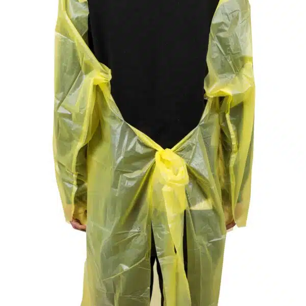 Disposable plastic CPE gown with thumb loops - 画像 (5)