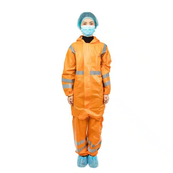 Disposable safety clothing/coverall with reflective tape