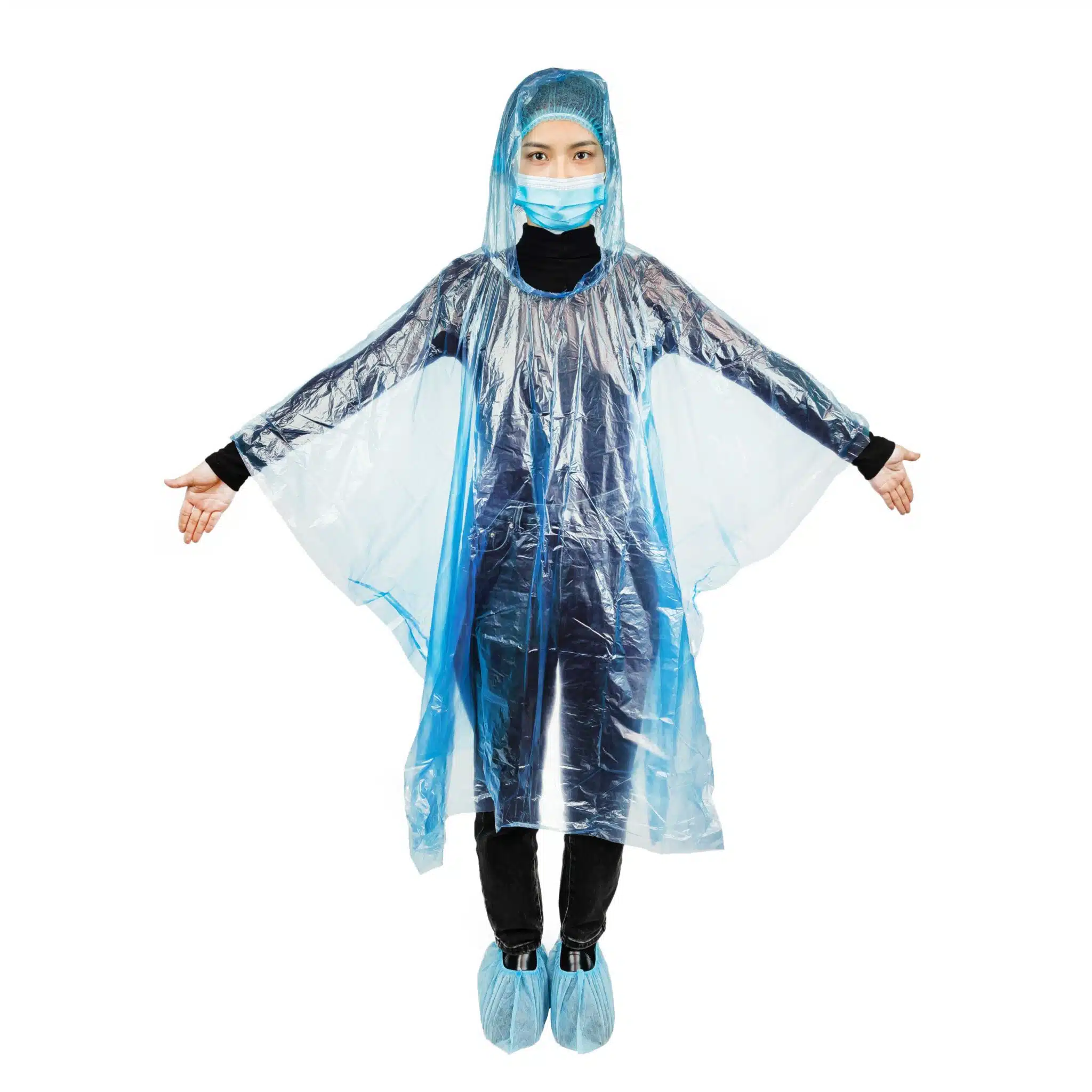 Poncho de lluvia de plástico desechable