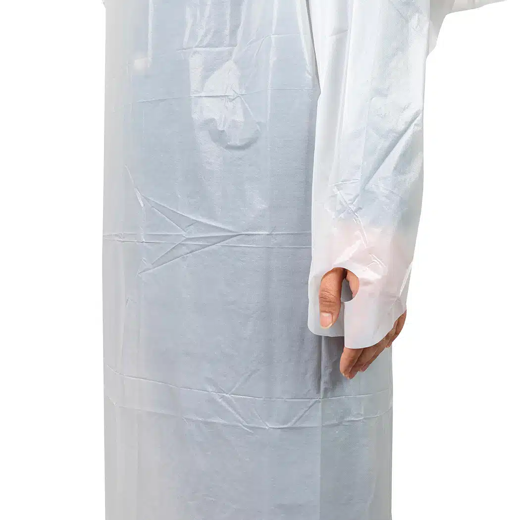 Disposable CPE isolation gown AAMI Level 3 standard – Image 4