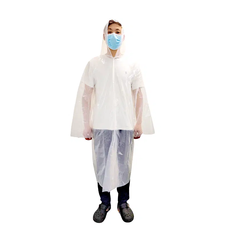 Disposable PE Raincoat with Hood and Buttons - Imagen 4