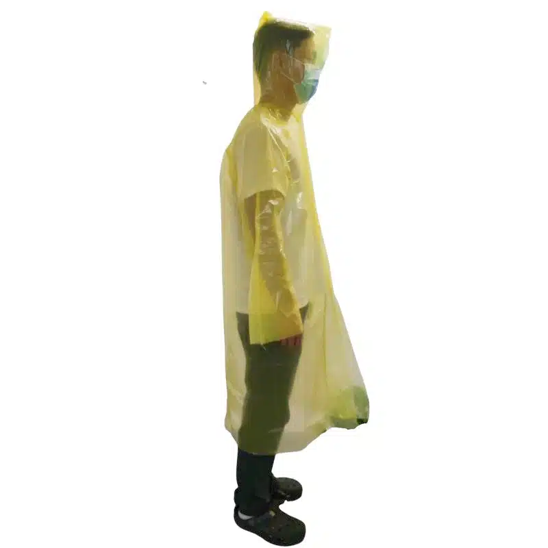 Disposable PE Raincoat with Hood and Buttons - Imagen 3