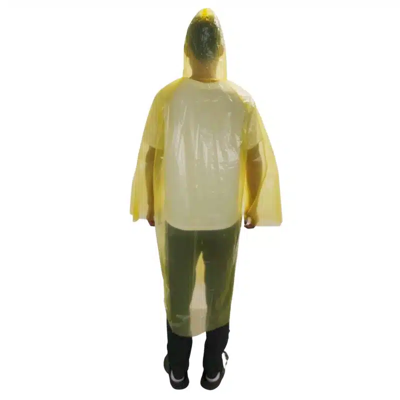 Disposable PE Raincoat with Hood and Buttons - Imagen 2