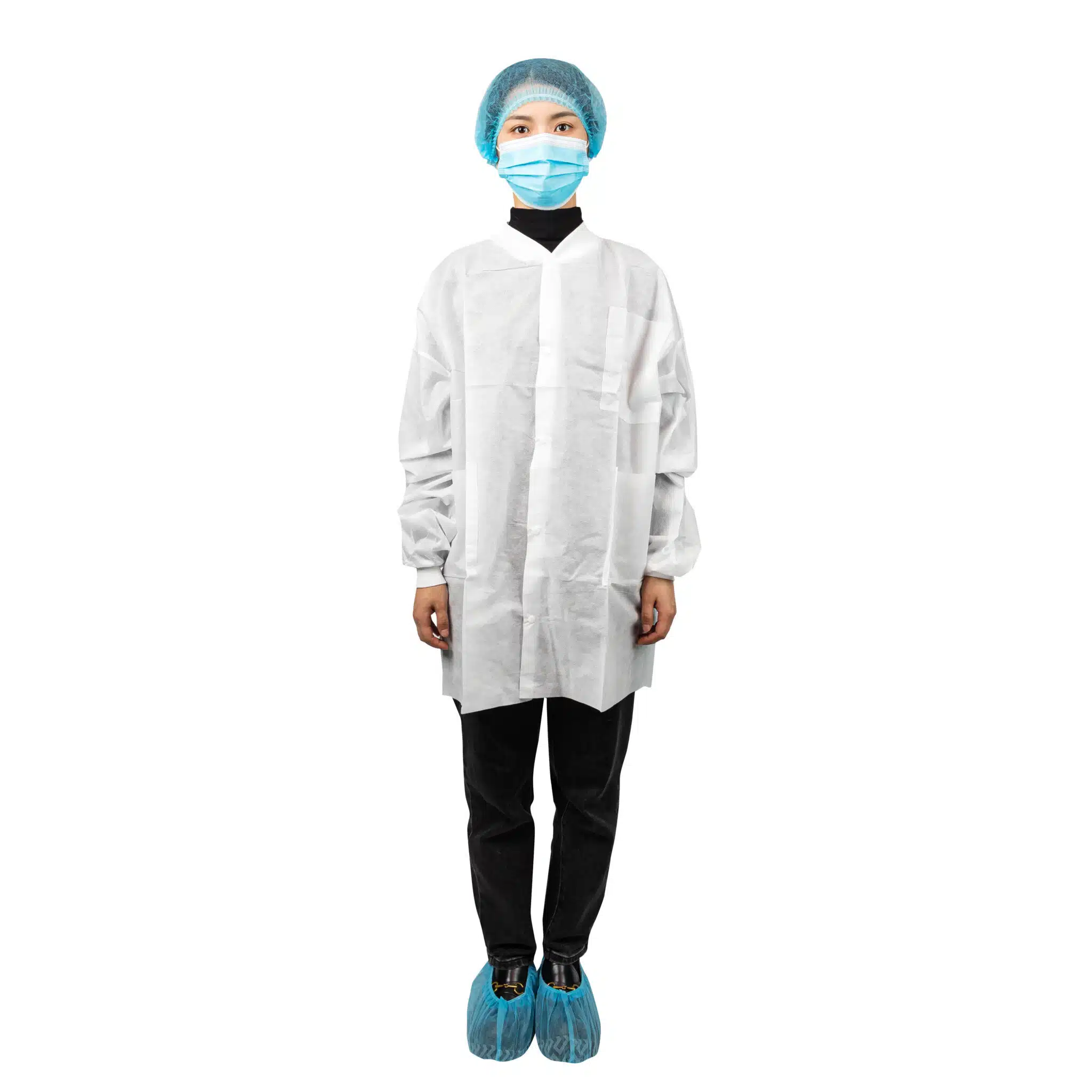 Disposable SMS non woven lab jacket with pockets - Imagen 2