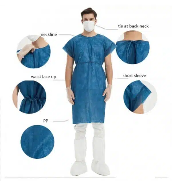 Disposable non woven patient gown for hospital - Imagen 3