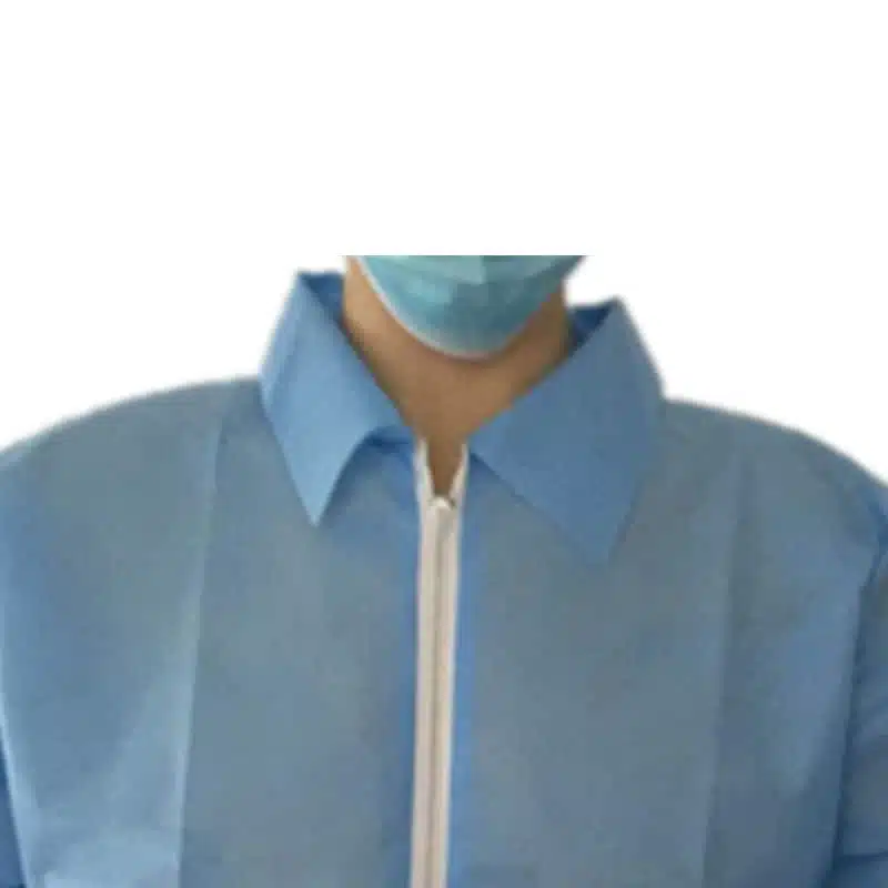 SMS non woven short smocks with zipper - Imagen 4
