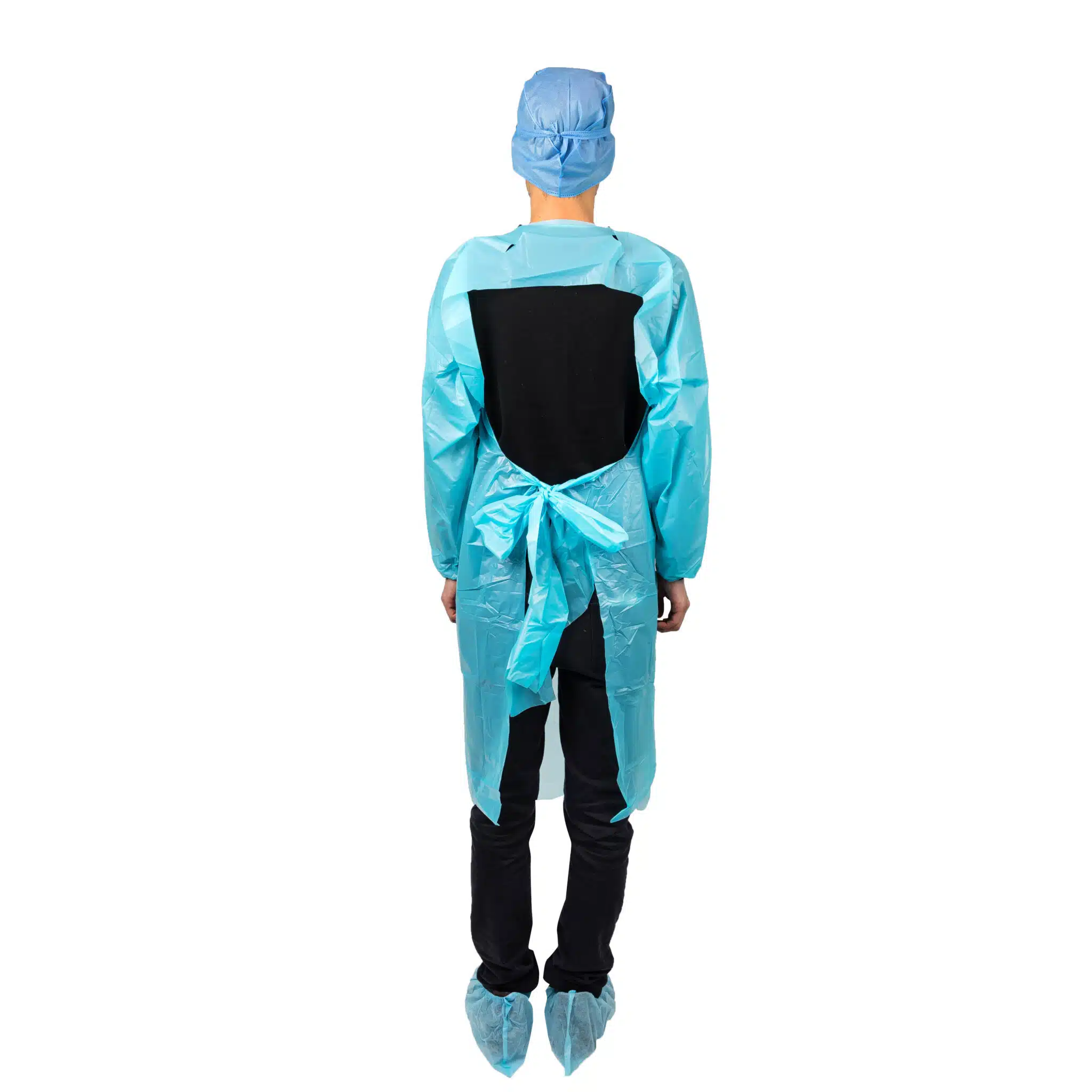 Disposable plastic CPE isolation gown with elastic cuffs - 画像 (4)