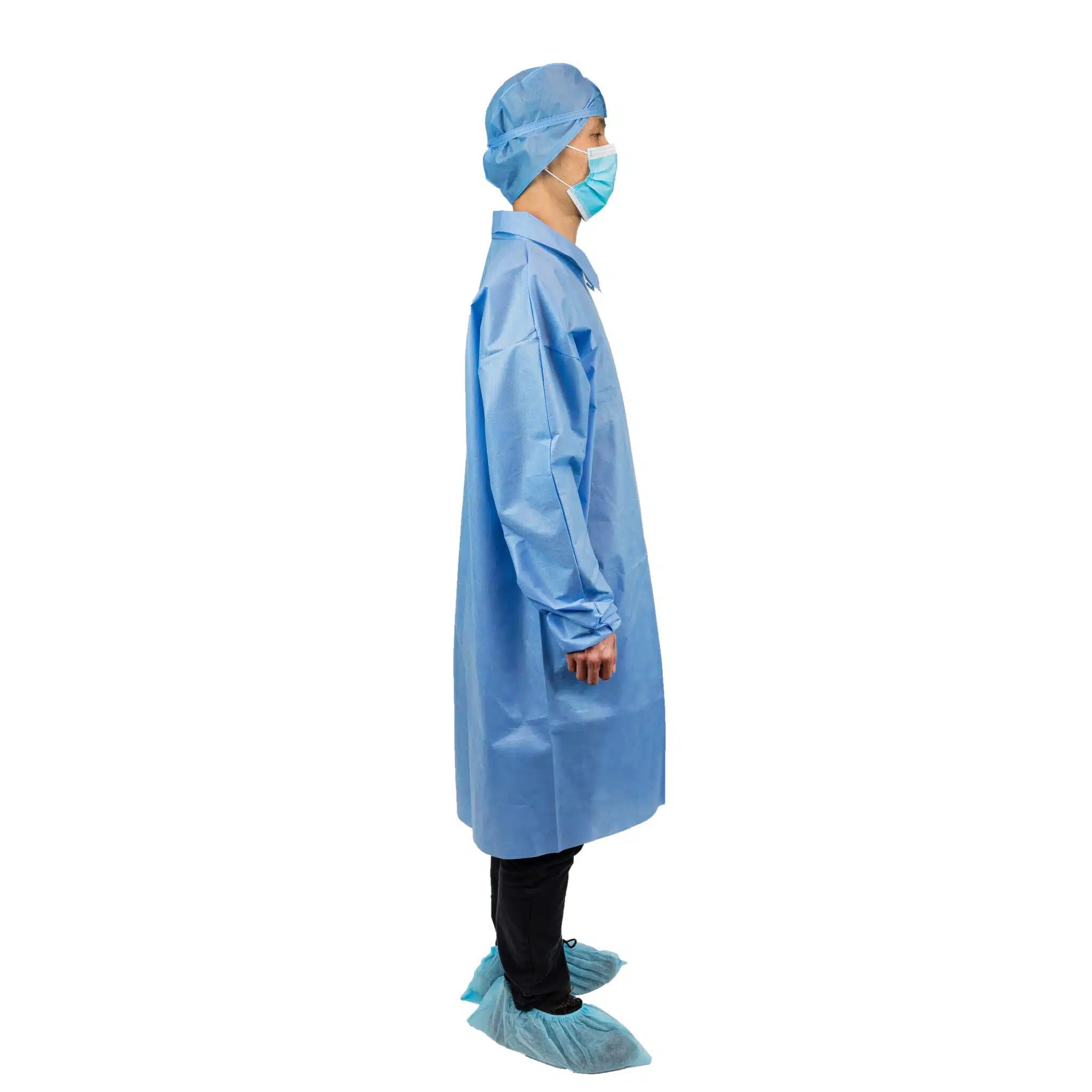 SMS non woven short smocks with zipper - Imagen 3