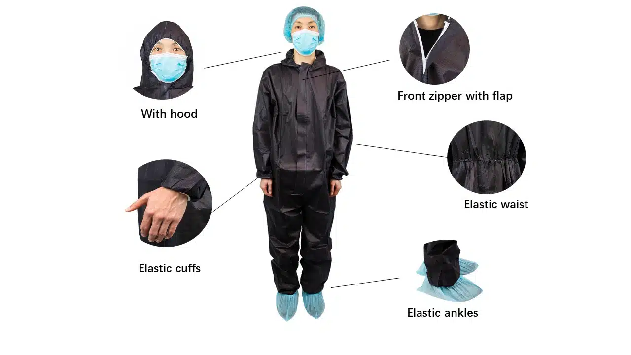 Dark blue disposable PP daily protective coverall - Imagen 2