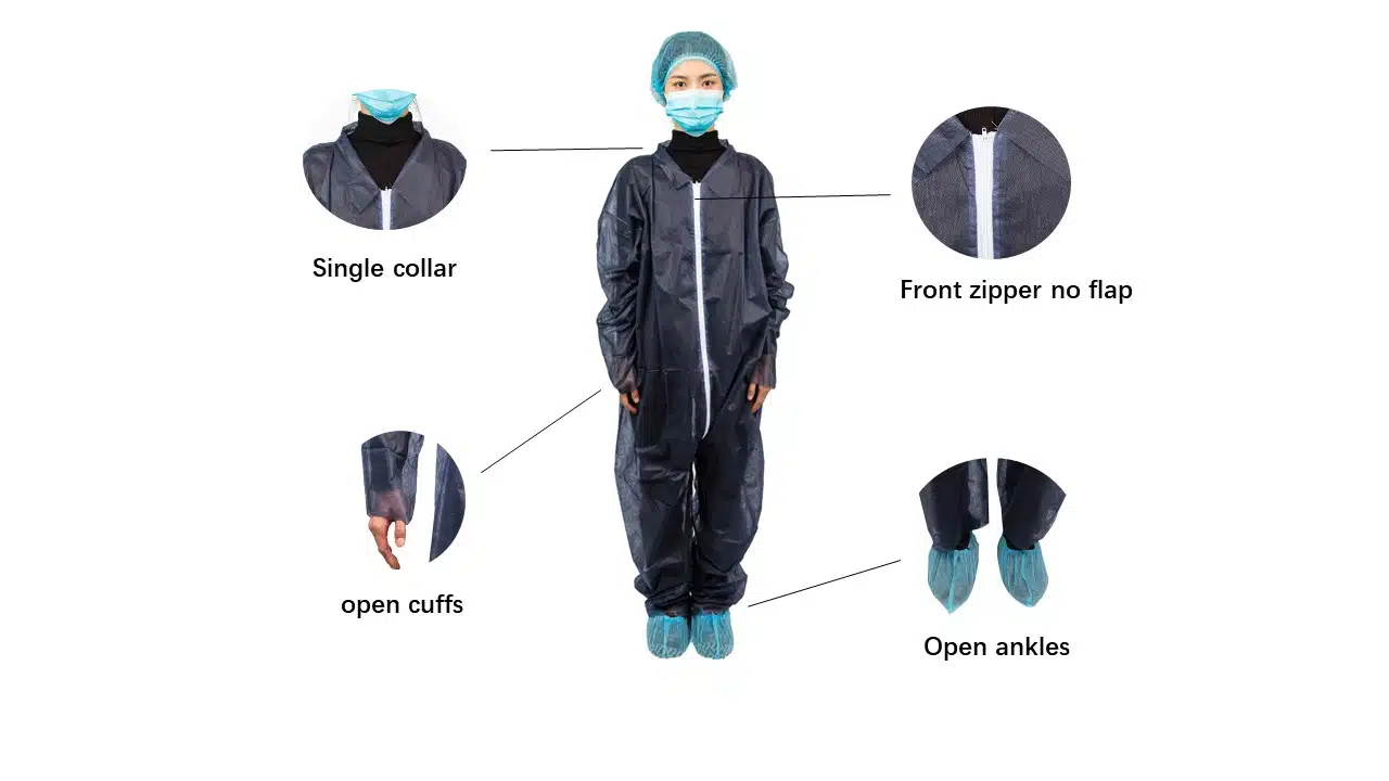 Dark blue disposable PP daily protective coverall - Imagen 3