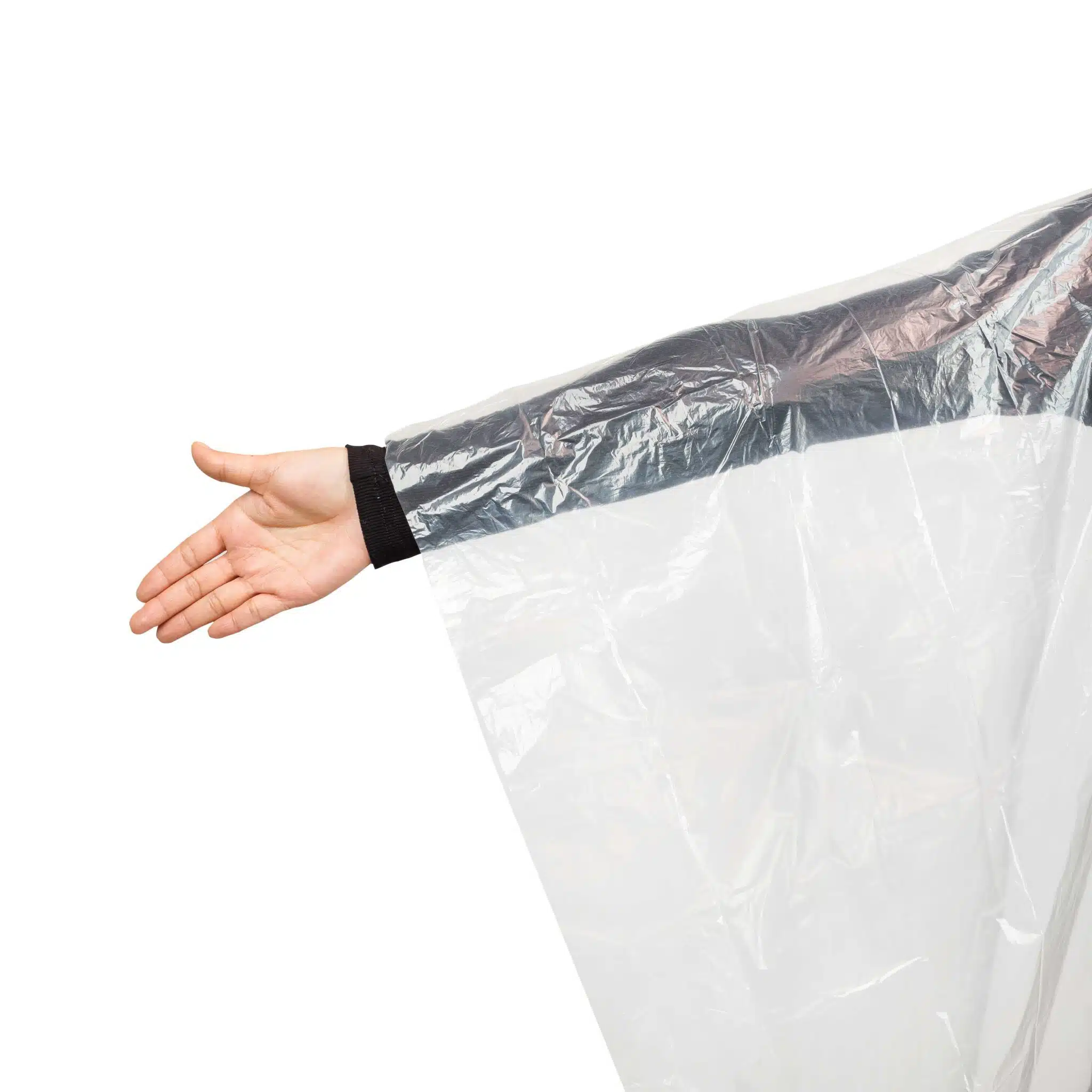 Disposable plastic PE clear rain poncho - Image 4