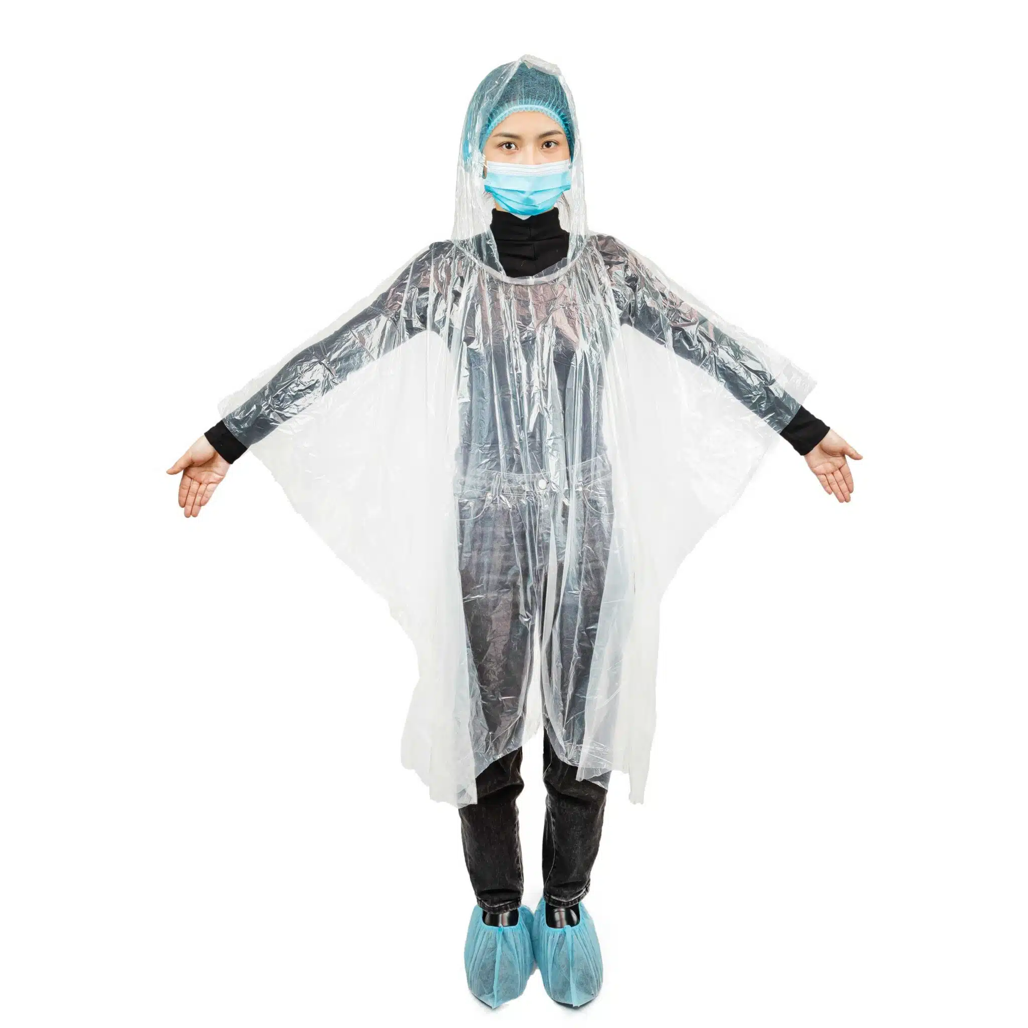 Disposable plastic PE clear rain poncho