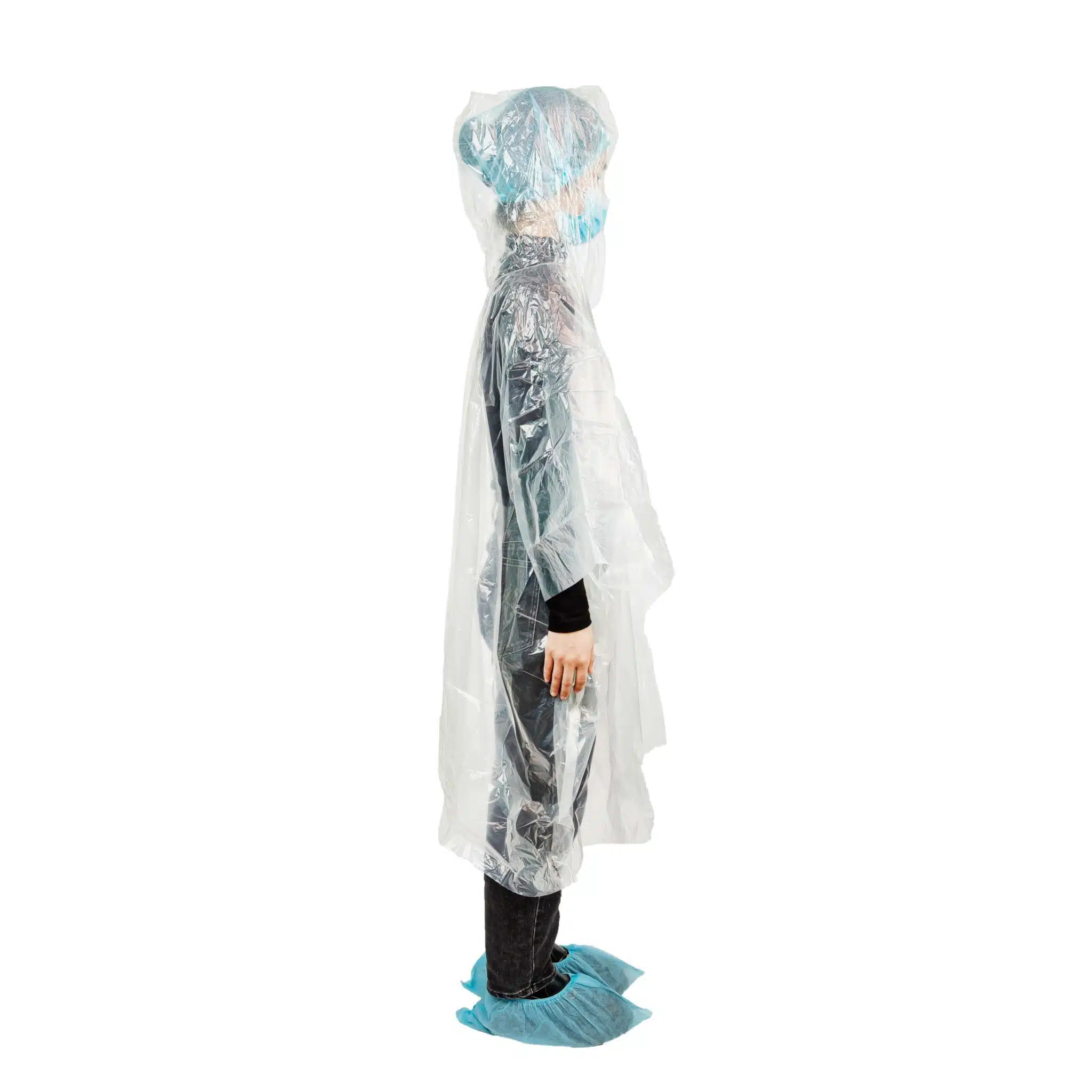Disposable plastic PE clear rain poncho - Image 2