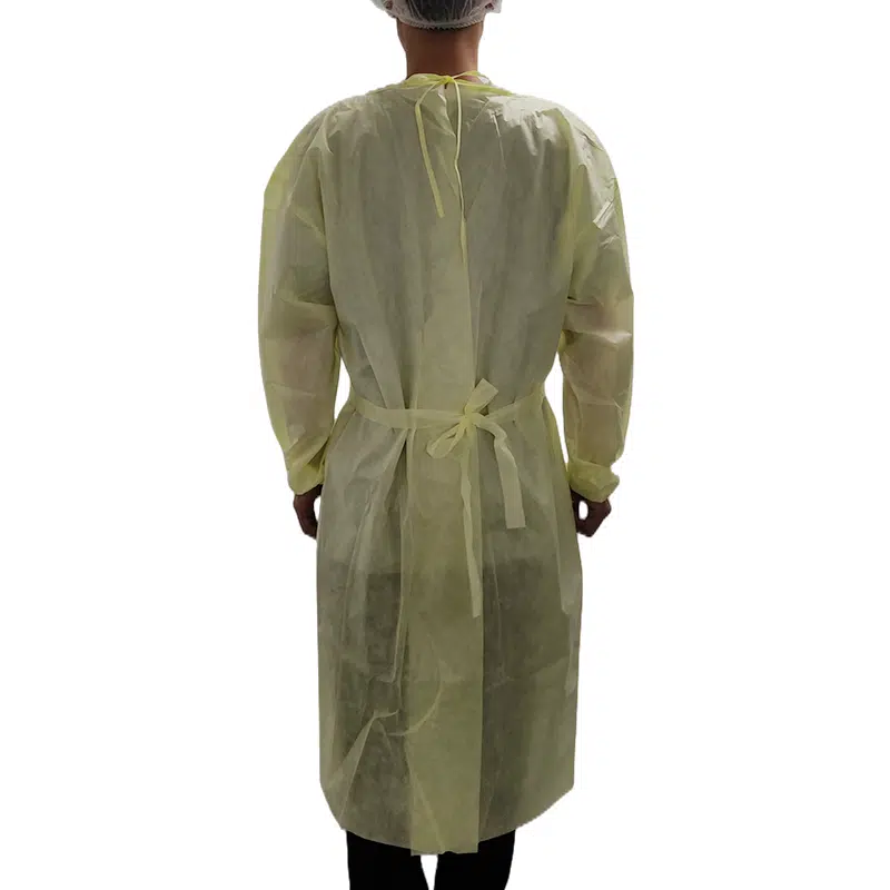 yellow disposable SMS isolation gowns with thumb loops - รูปภาพ 3
