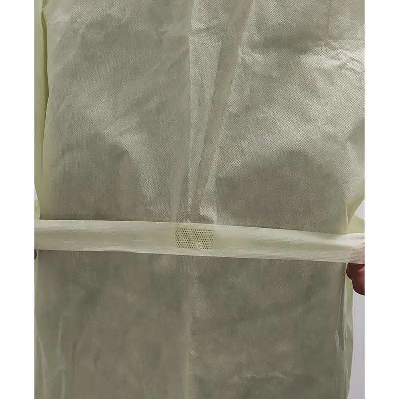 yellow disposable SMS isolation gowns with thumb loops - รูปภาพ 5