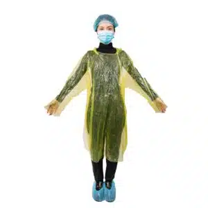 Disposable PE rain coat with ball case