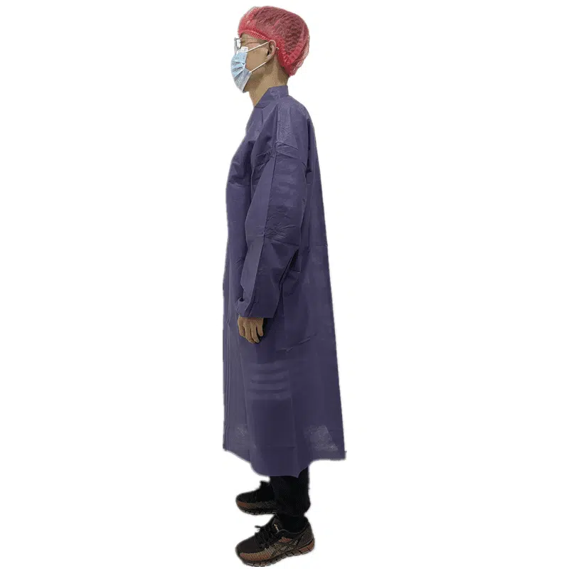 Disposable non woven navy blue lab visitor coat – Image 2