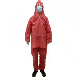 Disposable non woven suits with hood and long sleeves