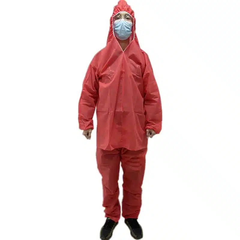 Disposable non woven suits with hood and long sleeves