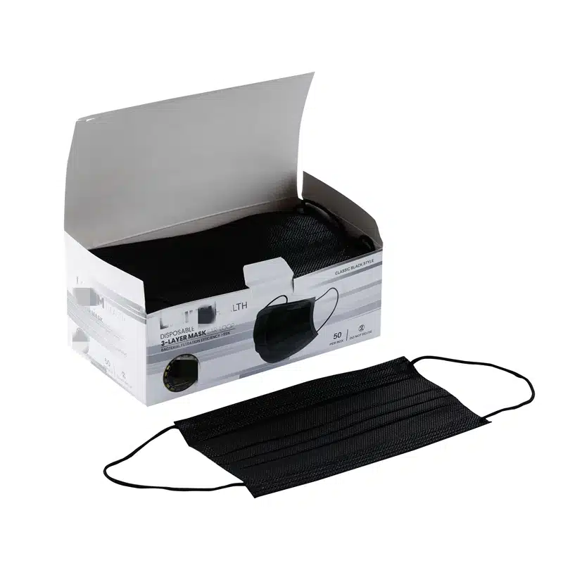disposable black face mask with ear loop – Image 6