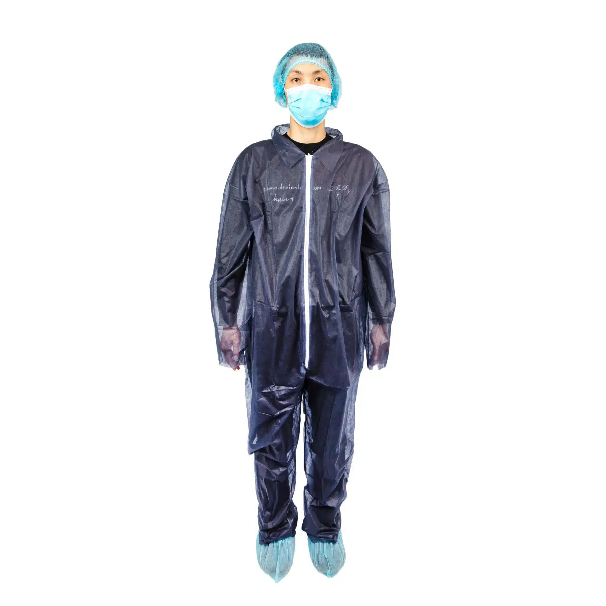 A man in a coverall with collar