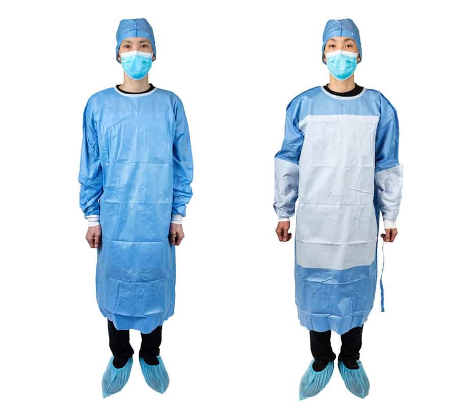 Disposable PP Non-Woven Isolation Gown (Blue) with Elastic Cuffs (pack
