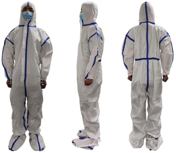 Disposable biohazard suits with hood and boots