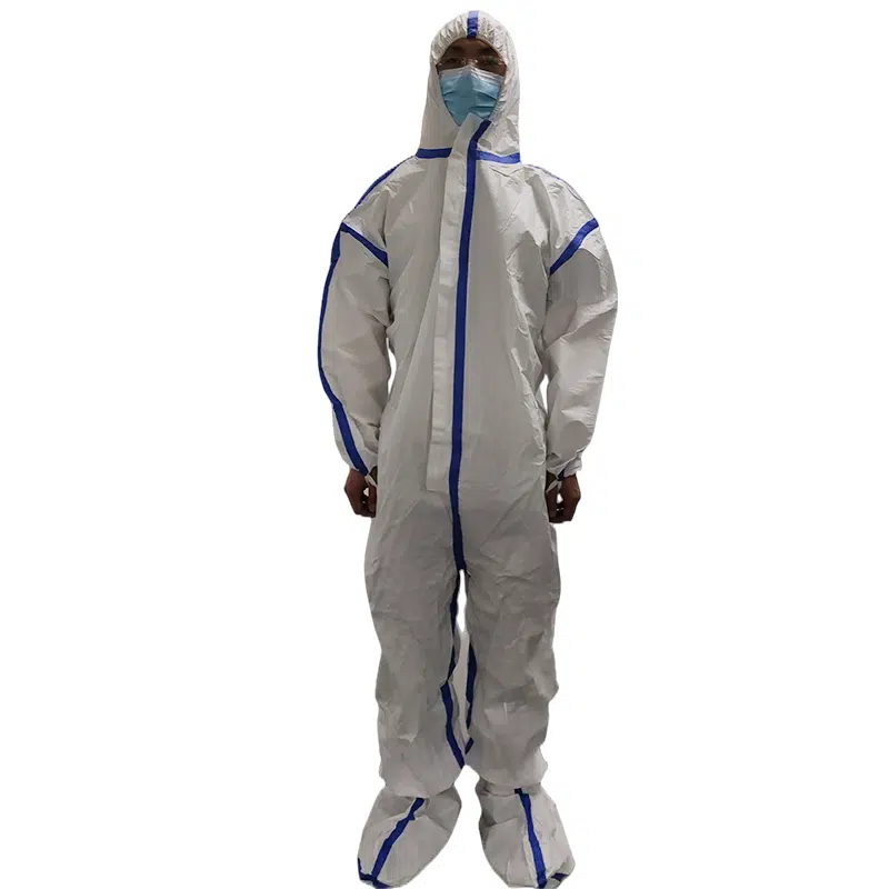 Tape reinforced medical coverall with booties