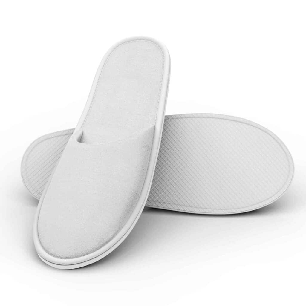  Spa Slippers, Disposable Slippers For Guests Bulk Of 6 Pairs  - Non-Slip Closed-Toe Premium White Spa