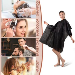 Hair salon services and barber cape showcase.