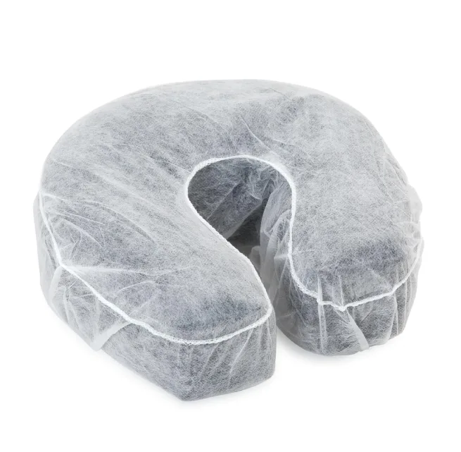 Gray salon neck pillow cover on white background