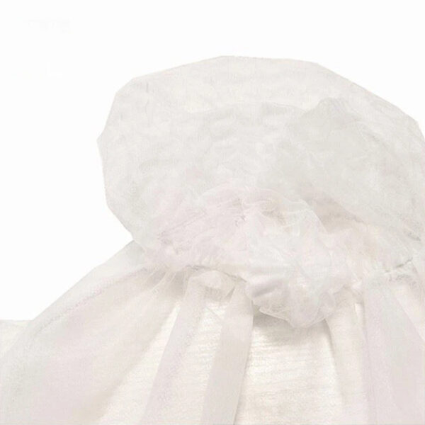 White nylon hair bonnet cap detail