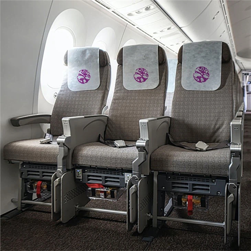 Airplane cabin with three empty seats