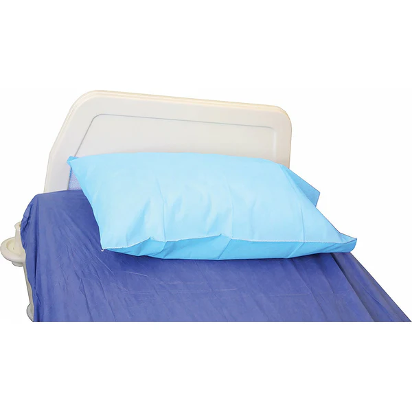 Blue pillow on a bed