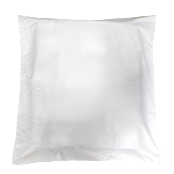 Plain white pillow on white background