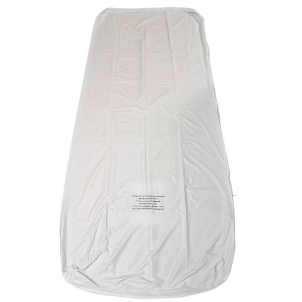 White mattress comforter, top view