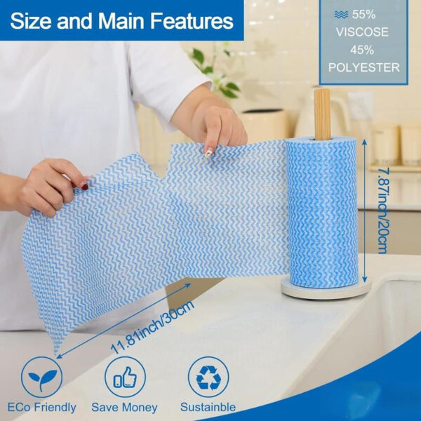 Eco-friendly polyester blend kitchen towels.