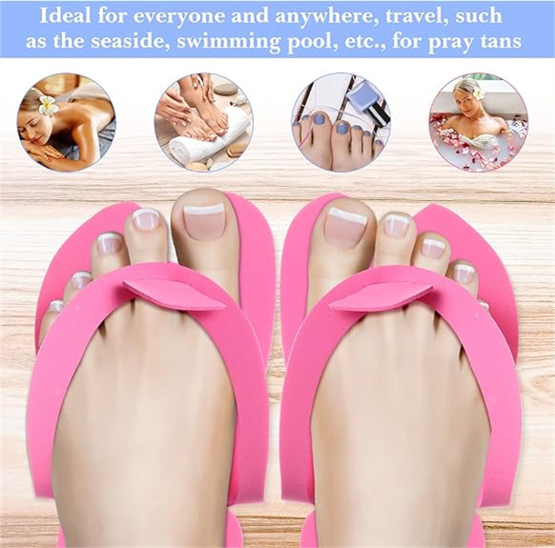 Pink pedicure toe separators for nail care.