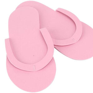 Pair of pink foam sandals.