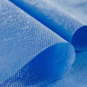Close-up of blue mesh fabric texture.
