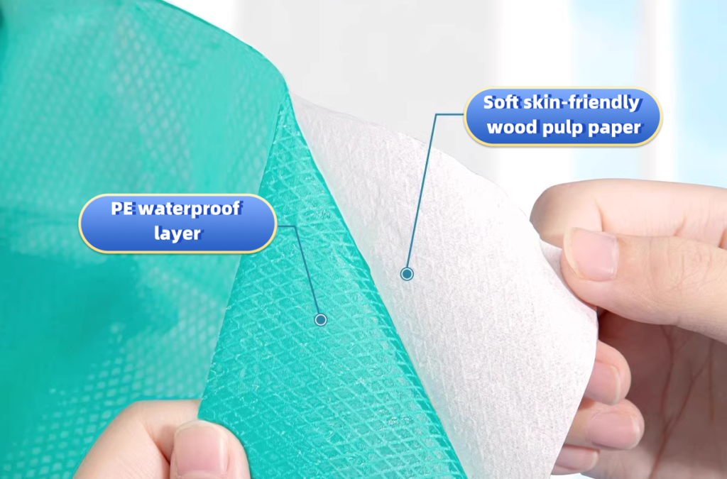 Waterproof layer with soft wood pulp paper
