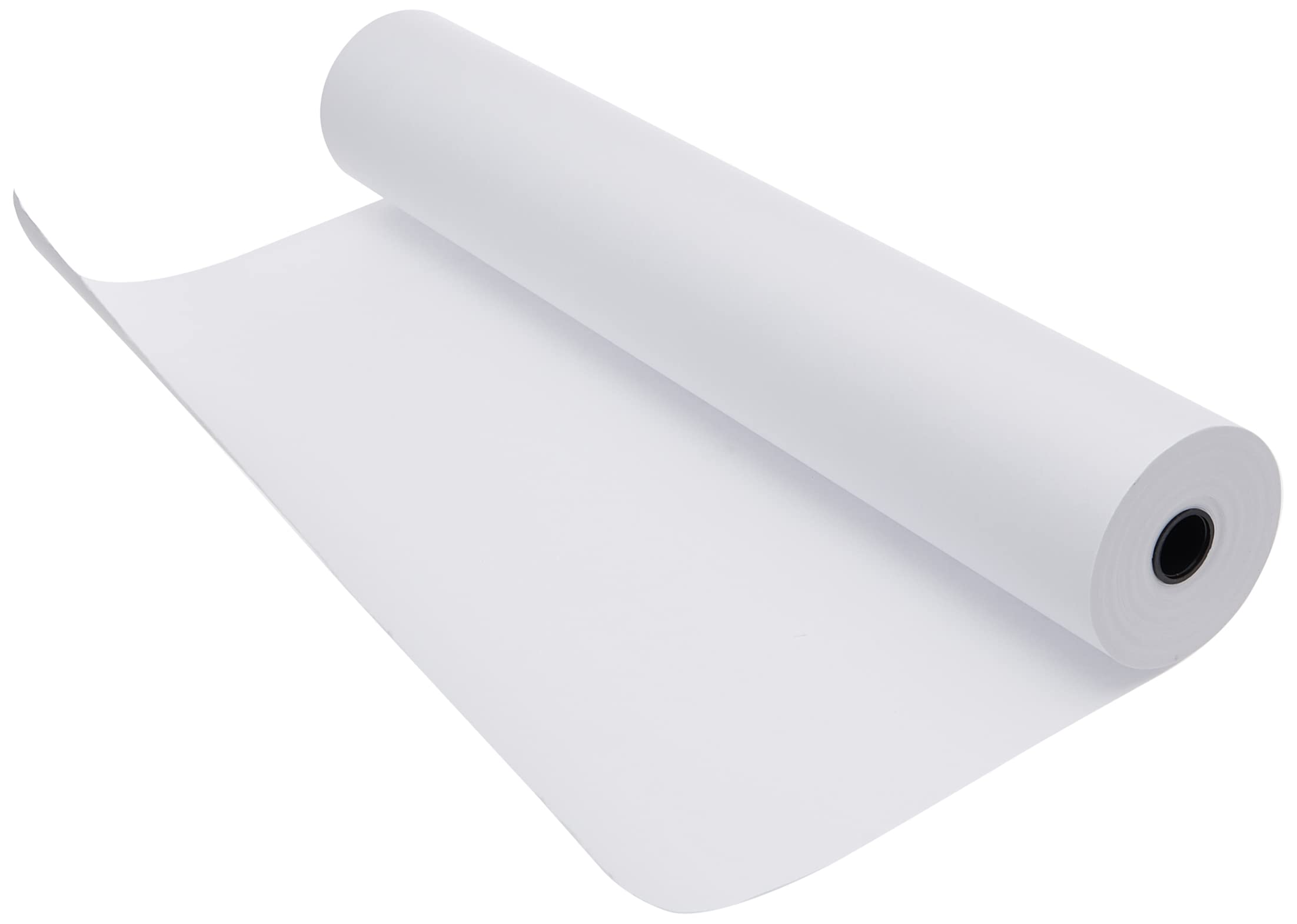 Folha de papel branco enrolado sobre fundo branco