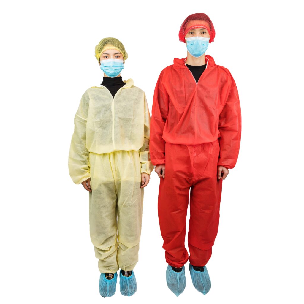 People wearing protective medical gowns and masks