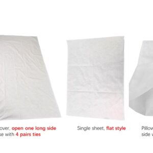 Duvet cover, sheet, pillow cover with features.